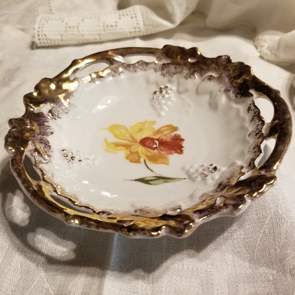 Rare Antique RS Prussia molded grapes hand painted large bowl and 4 smaller ones - Picture 12 of 16